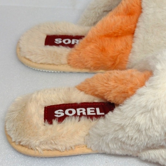 New SOREL Nova Sand & Natural Go Mail Run Plush Slippers Women’s Size 7 - Picture 5 of 6